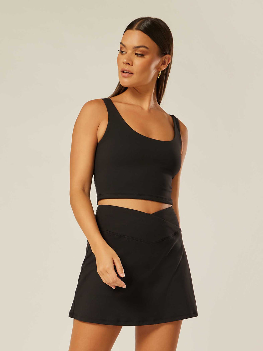 Stretch Twist-Back Tank Top - Black