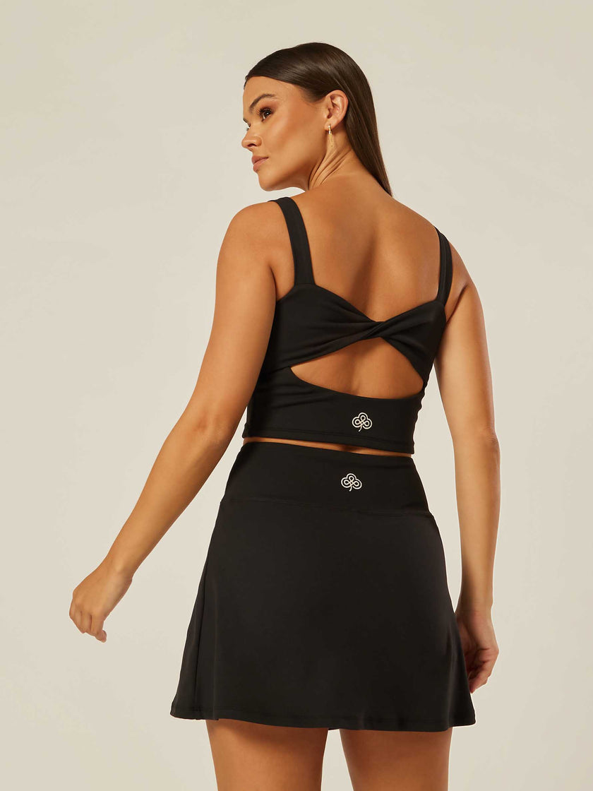 Stretch Twist-Back Tank Top - Black