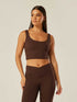 Stretch Twist-Back Tank Top - Coffee Bean