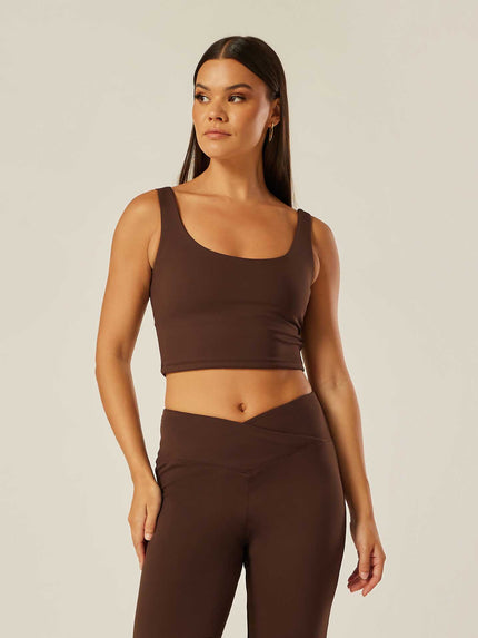 Stretch Twist-Back Tank Top - Coffee Bean
