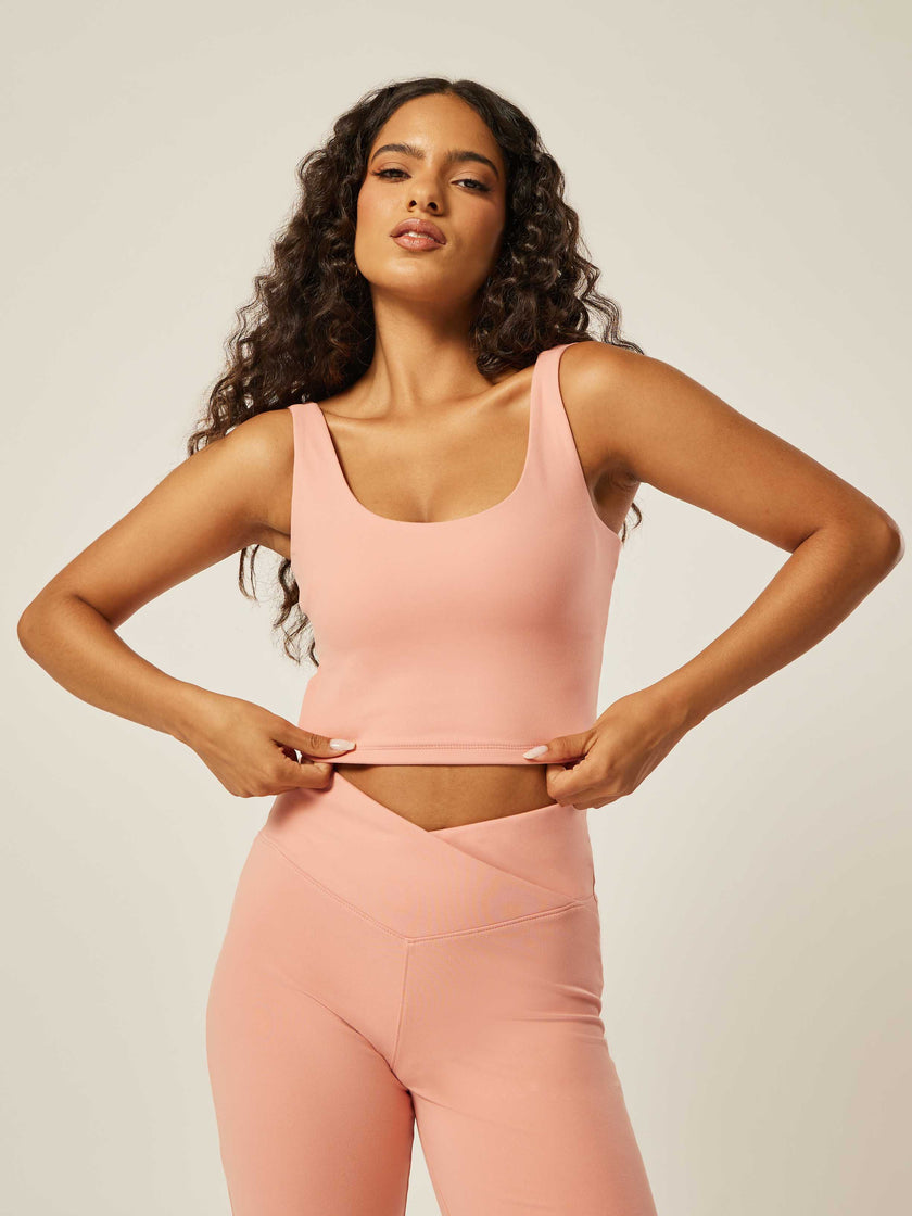 Stretch Twist-Back Tank Top - Pink