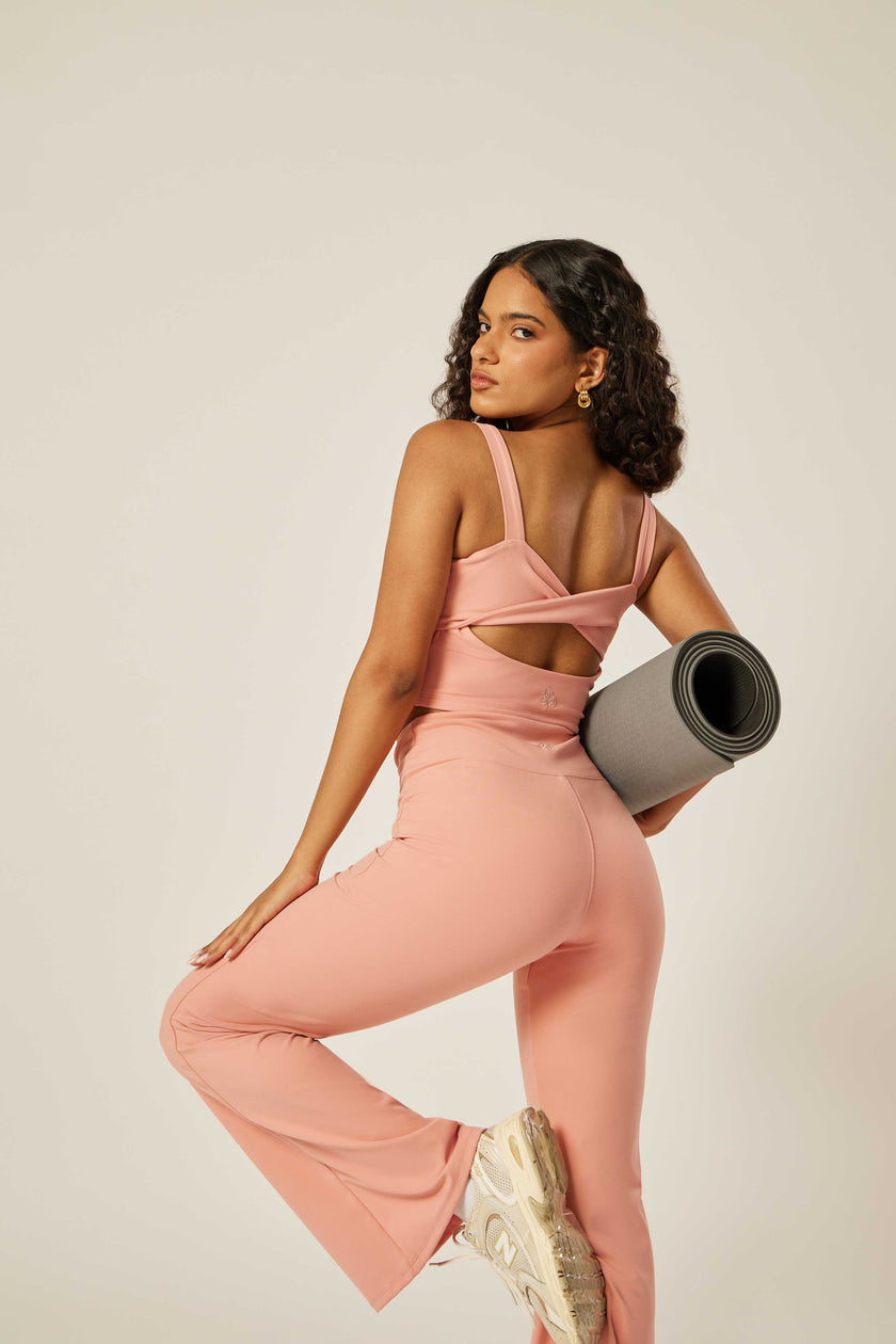 Stretch Twist-Back Tank Top - Pink