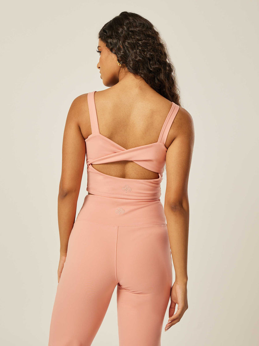 Stretch Twist-Back Tank Top - Pink
