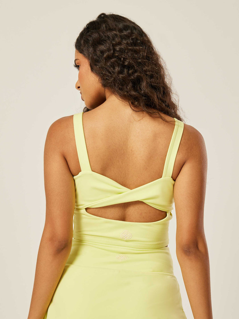 Stretch Twist-Back Tank Top - Sunny Lime