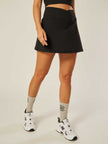 Stretch Wrap-Waist Tennis Skort - Black