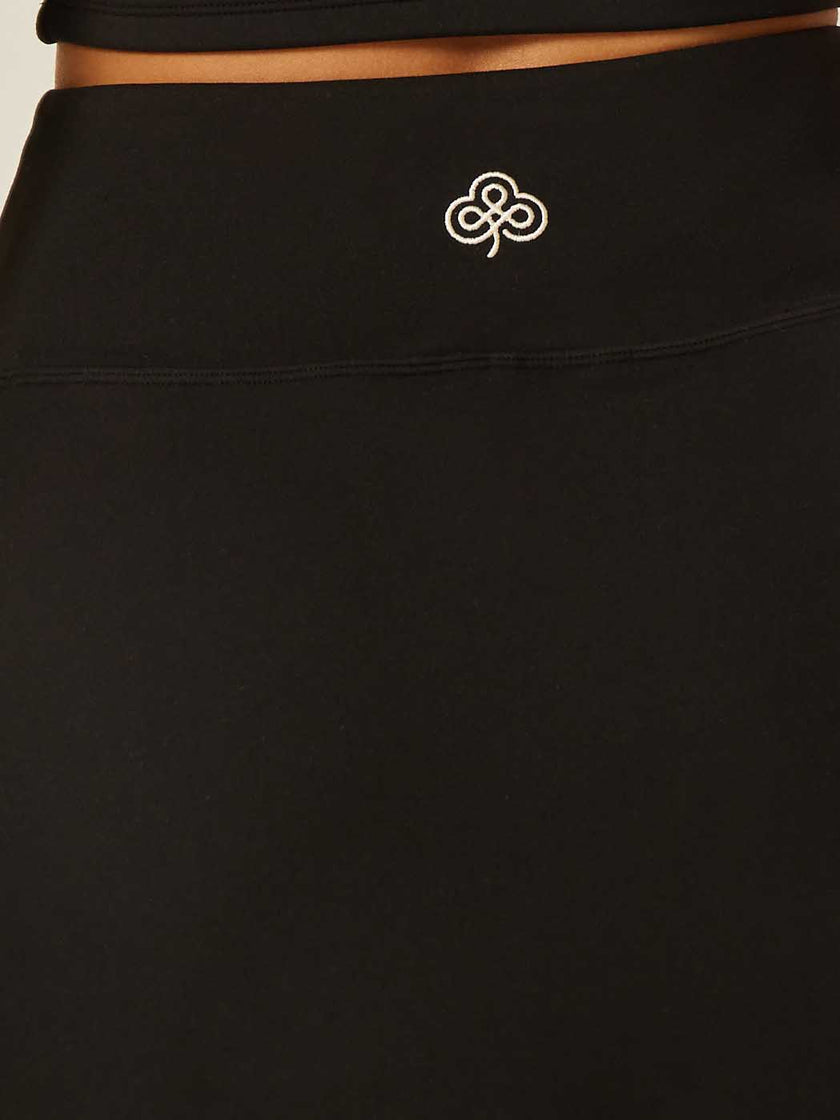 Stretch Wrap-Waist Tennis Skort - Black