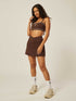Stretch Wrap-Waist Tennis Skort - Coffee Bean