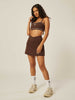Stretch Wrap-Waist Tennis Skort - Coffee Bean