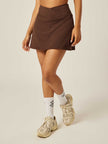 Stretch Wrap-Waist Tennis Skort - Coffee Bean