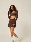 Stretch Wrap-Waist Tennis Skort - Coffee Bean