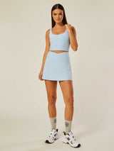 Stretch Wrap-Waist Tennis Skort - Bluebell