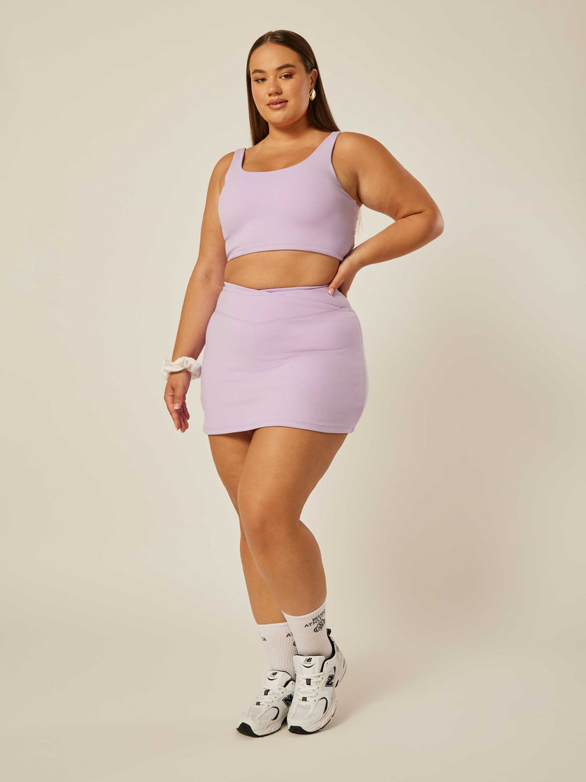 Stretch Wrap-Waist Tennis Skort - Purple Rose