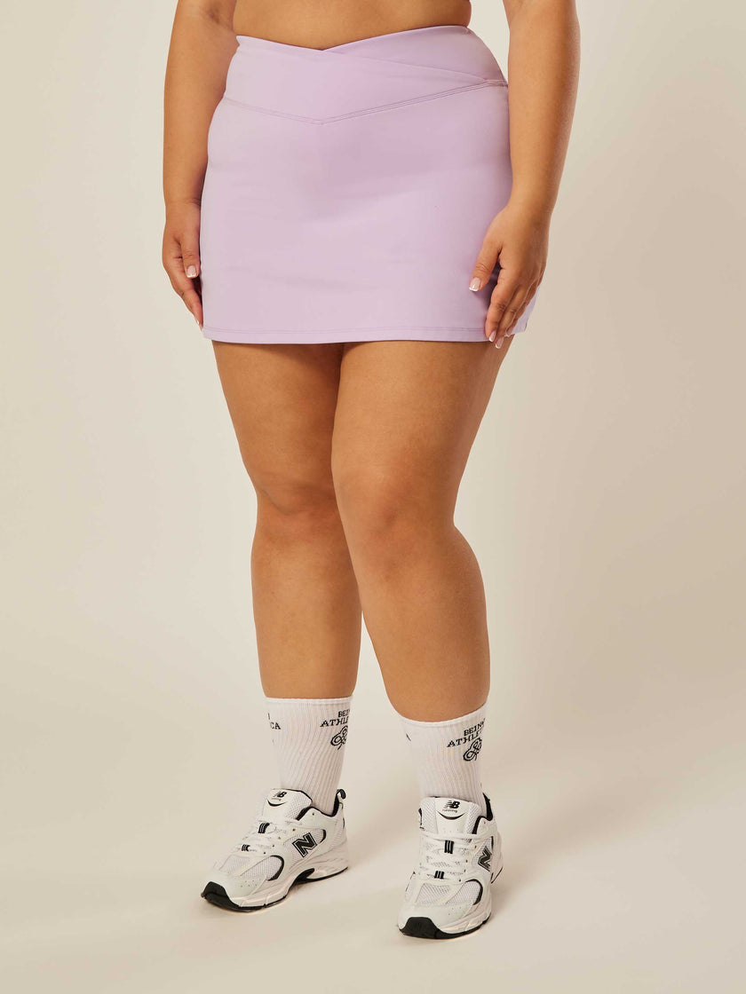Stretch Wrap-Waist Tennis Skort - Purple Rose