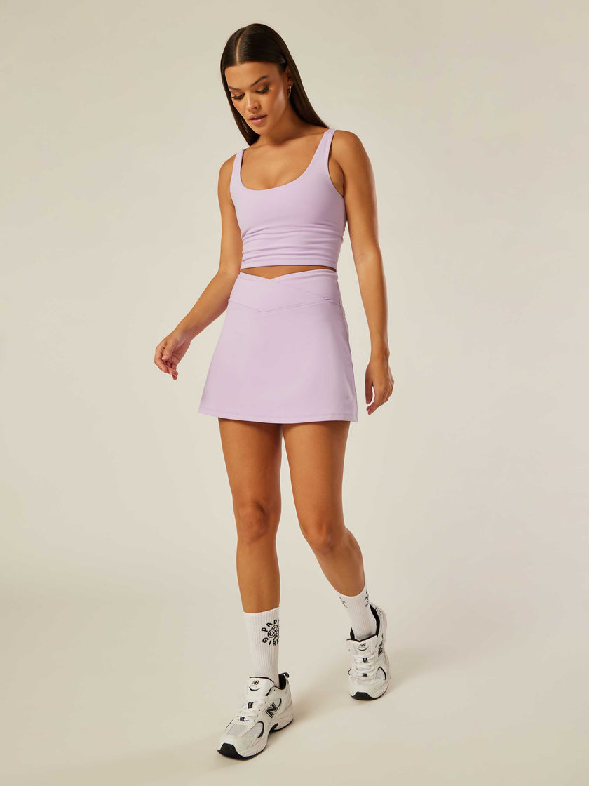 Stretch Wrap-Waist Tennis Skort - Purple Rose