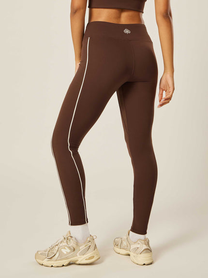 Core Flexibility Piped Leggings - Coffee Bean