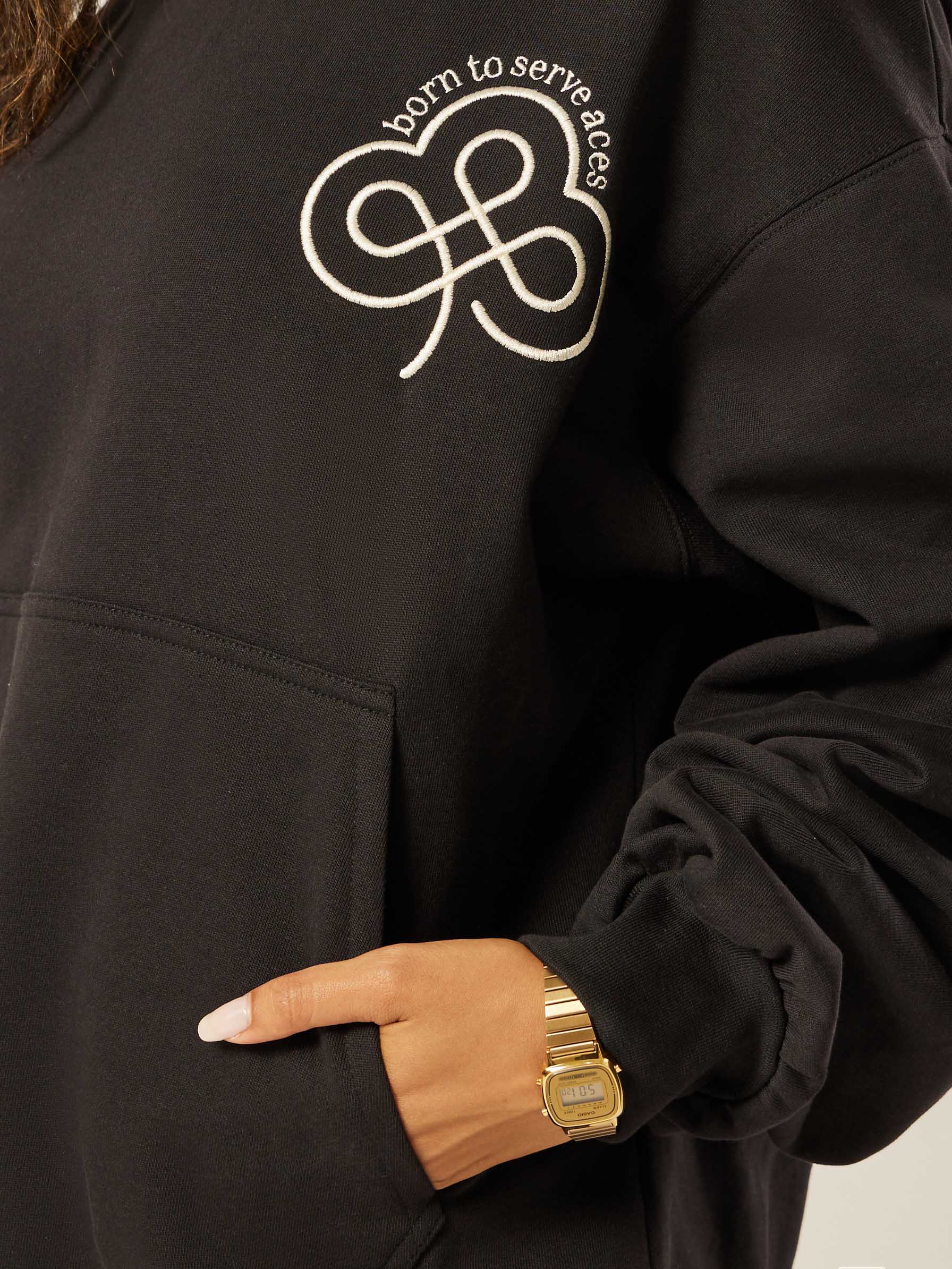 Born to Serve Aces Oversized Hoodie - Black