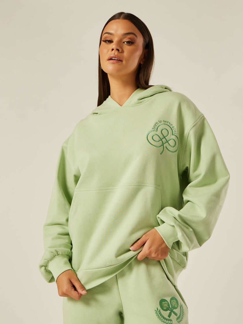 Born to Serve Aces Oversized Hoodie - Matcha
