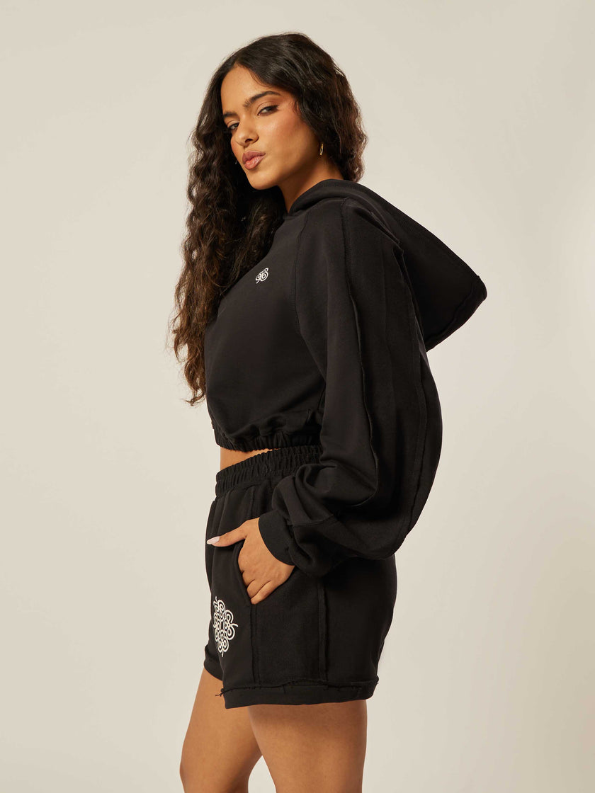 Be the Moment Cropped Hoodie - Black
