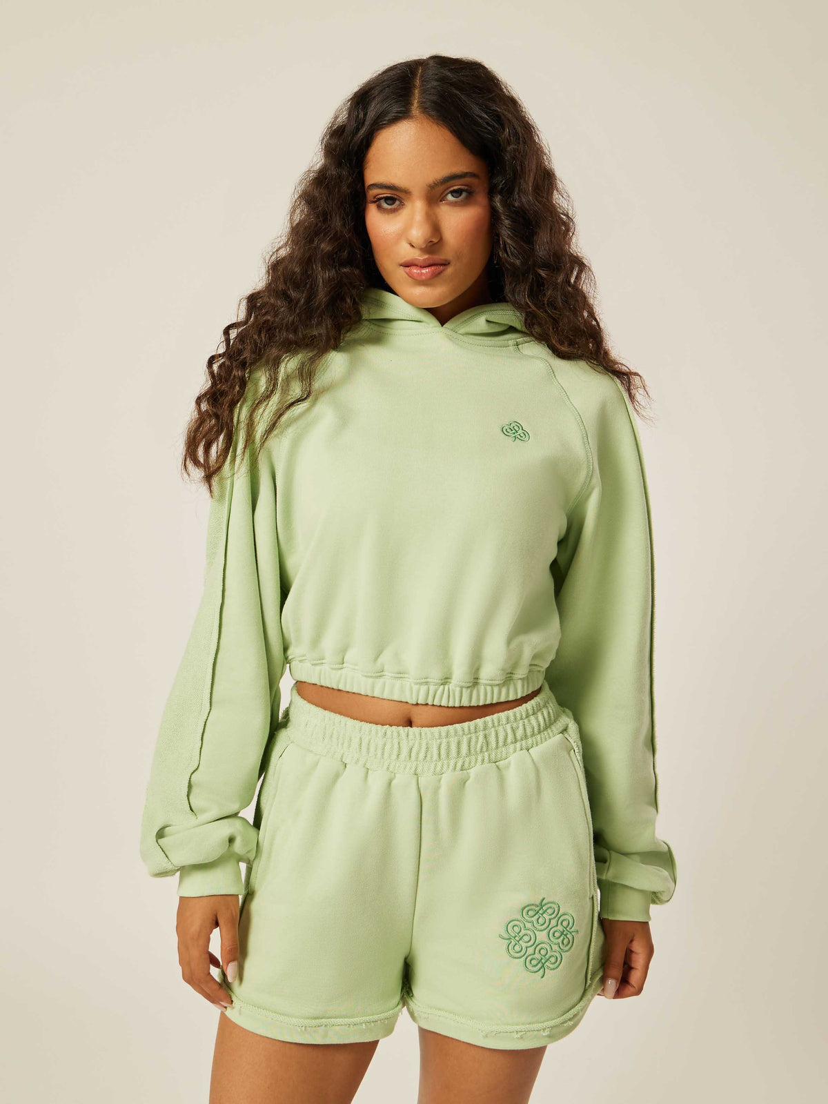 Be the Moment Cropped Hoodie - Matcha | Beathletica Activewear