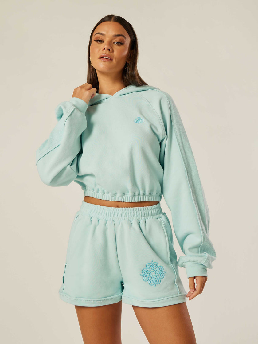 Be the Moment Cropped Hoodie - Aquamarine