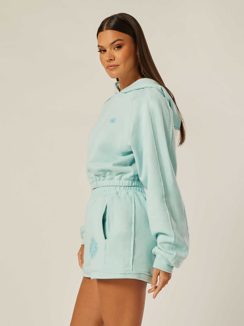 Be the Moment Cropped Hoodie - Aquamarine