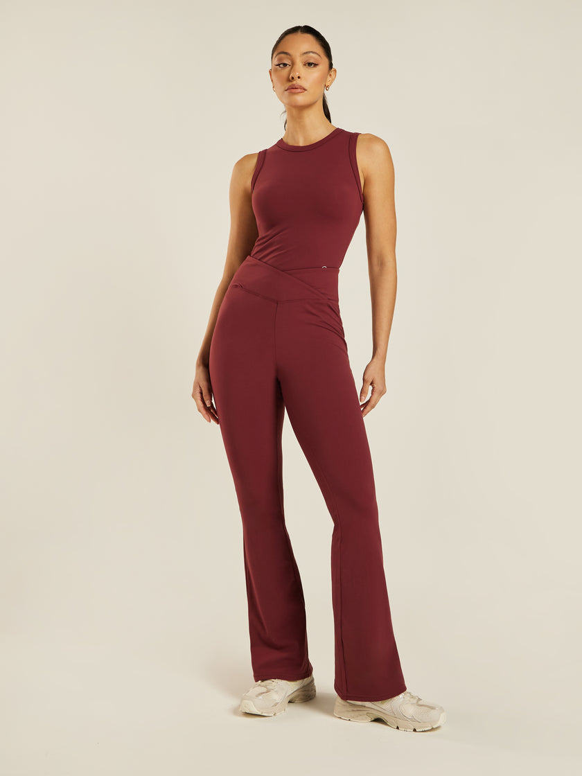 Be 180 Wrap-Waist Flared Leggings - Bordeaux