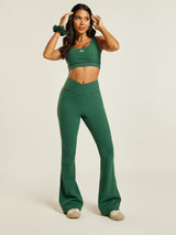 Be 180 Wrap-Waist Flared Leggings - Forest | Beathletica Activewear