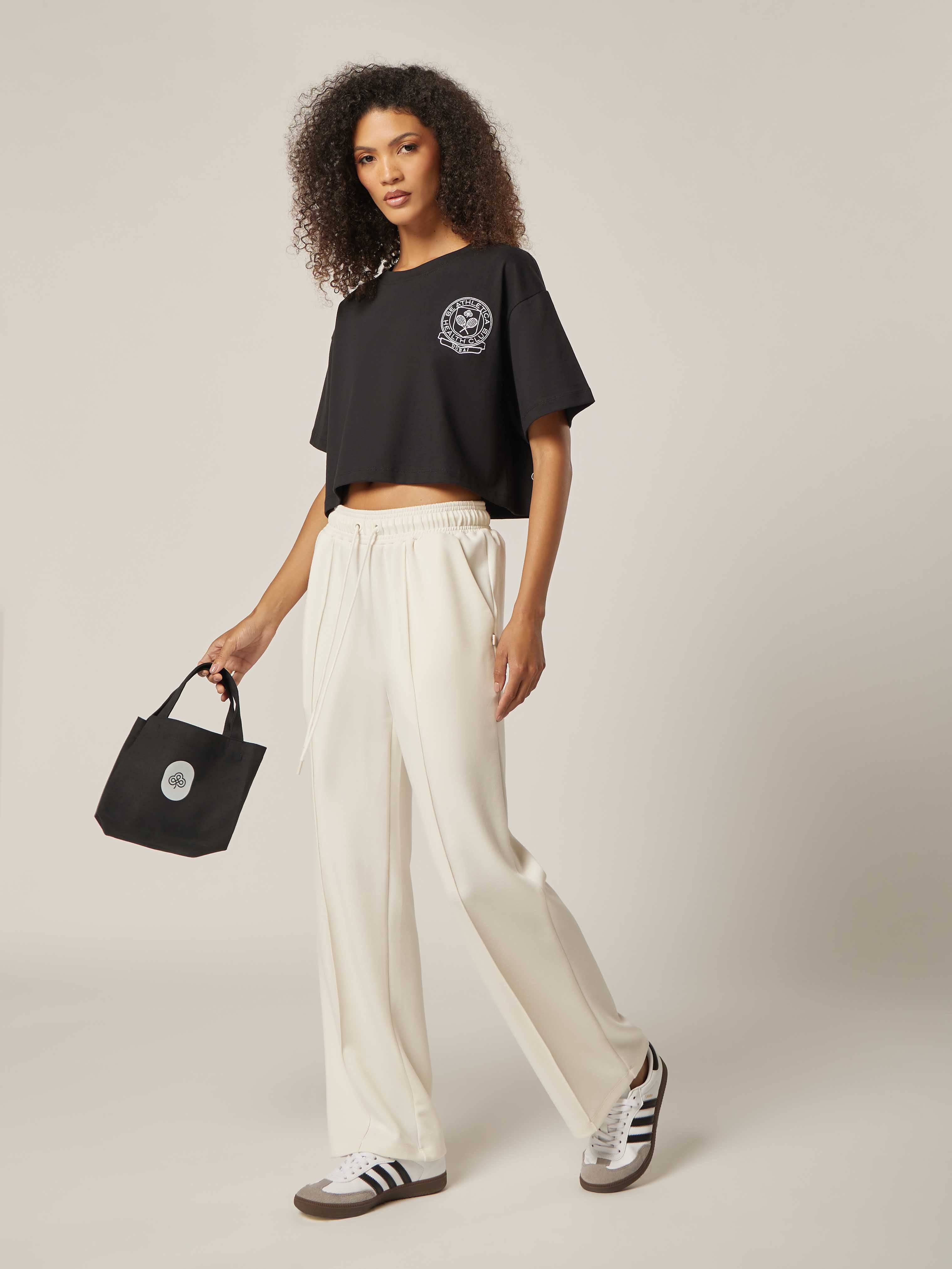 Be Athletica Cotton Cropped Tee - Black
