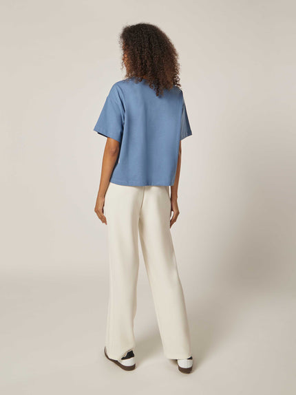 Be Athletica Cotton Oversized Tee - Cornet Blue