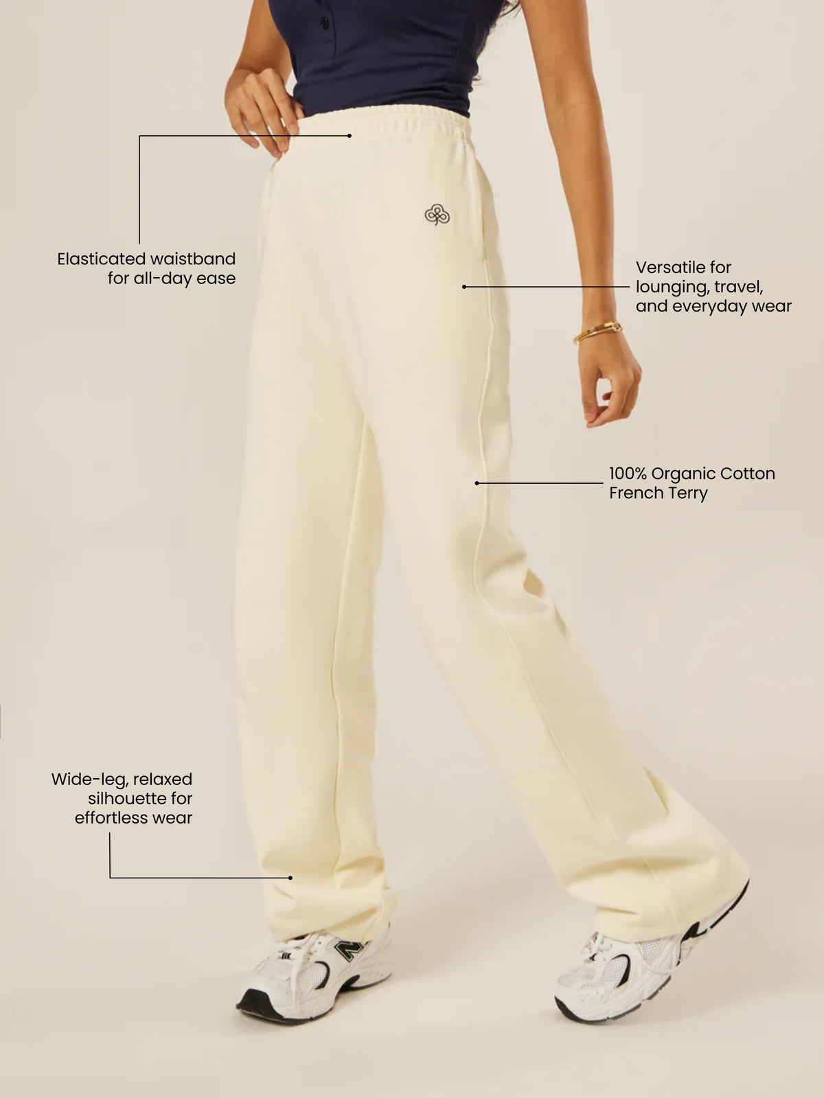 Varsity Athletica Wide-Leg Pants - Off-White | Beathletica Activewear