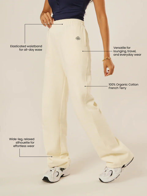 Varsity Athletica Wide-Leg Pants - Off-White | Beathletica Activewear