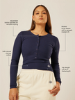 Essential Long-Sleeve Henley Top - Midnight