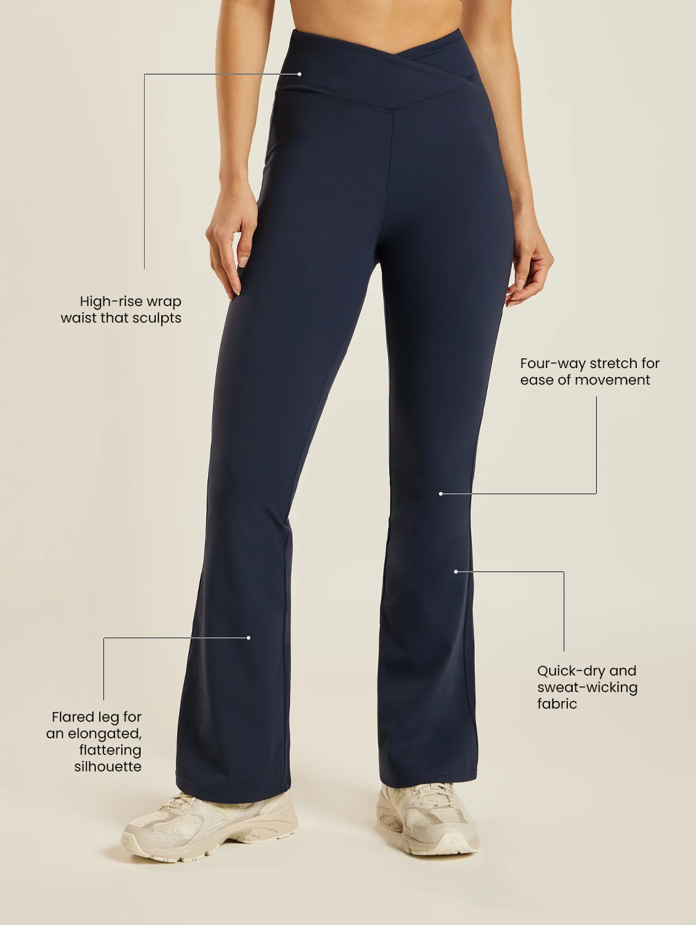Be 180 Wrap-Waist Flared Leggings - Midnight