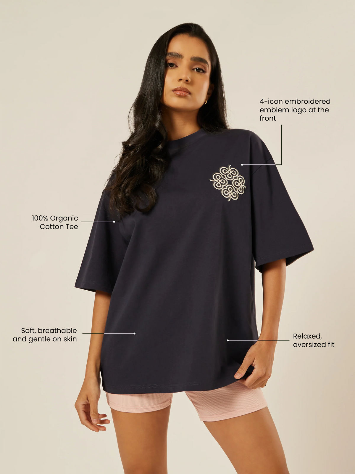 Be The Ace Oversized Tee - Midnight | Beathletica Activewear