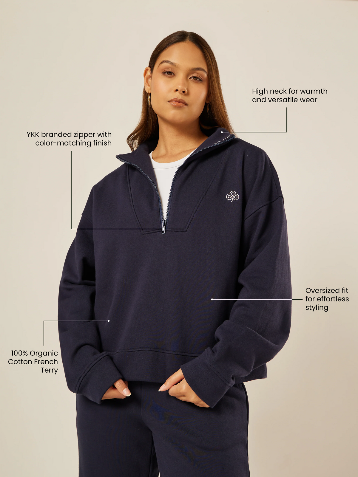 Varsity Athletica Quarter-Zip Sweatshirt - Midnight | Beathletica Activewear