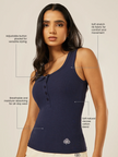 Essential Everyday Henley Tank Top  - Midnight
