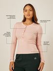 Essential Long-Sleeve Henley Top - Milkshake