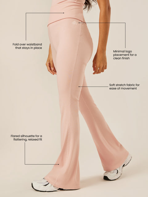 Essential Everyday Foldover Flare Pants - Milkshake