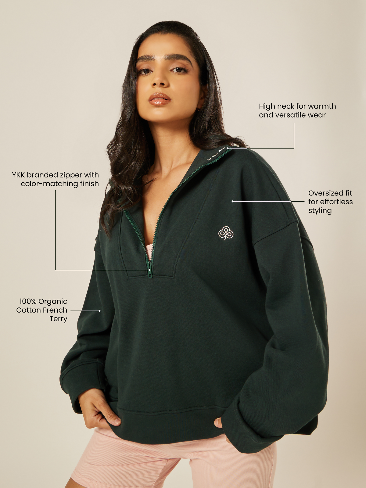 Varsity Athletica Quarter-Zip Sweatshirt - Moss | Beathletica Activewear
