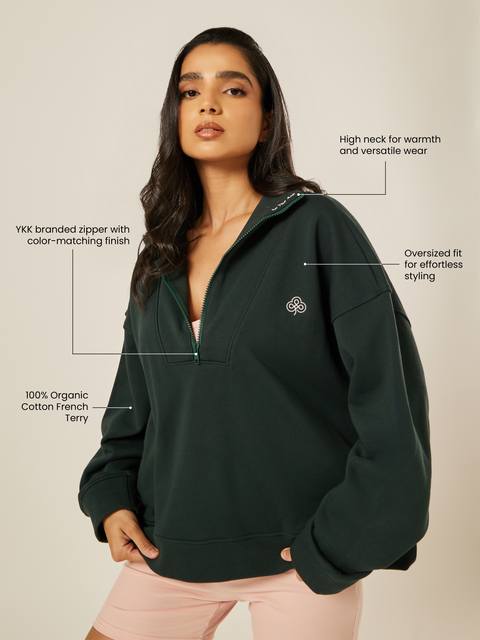 Varsity Athletica Quarter-Zip Sweatshirt - Moss