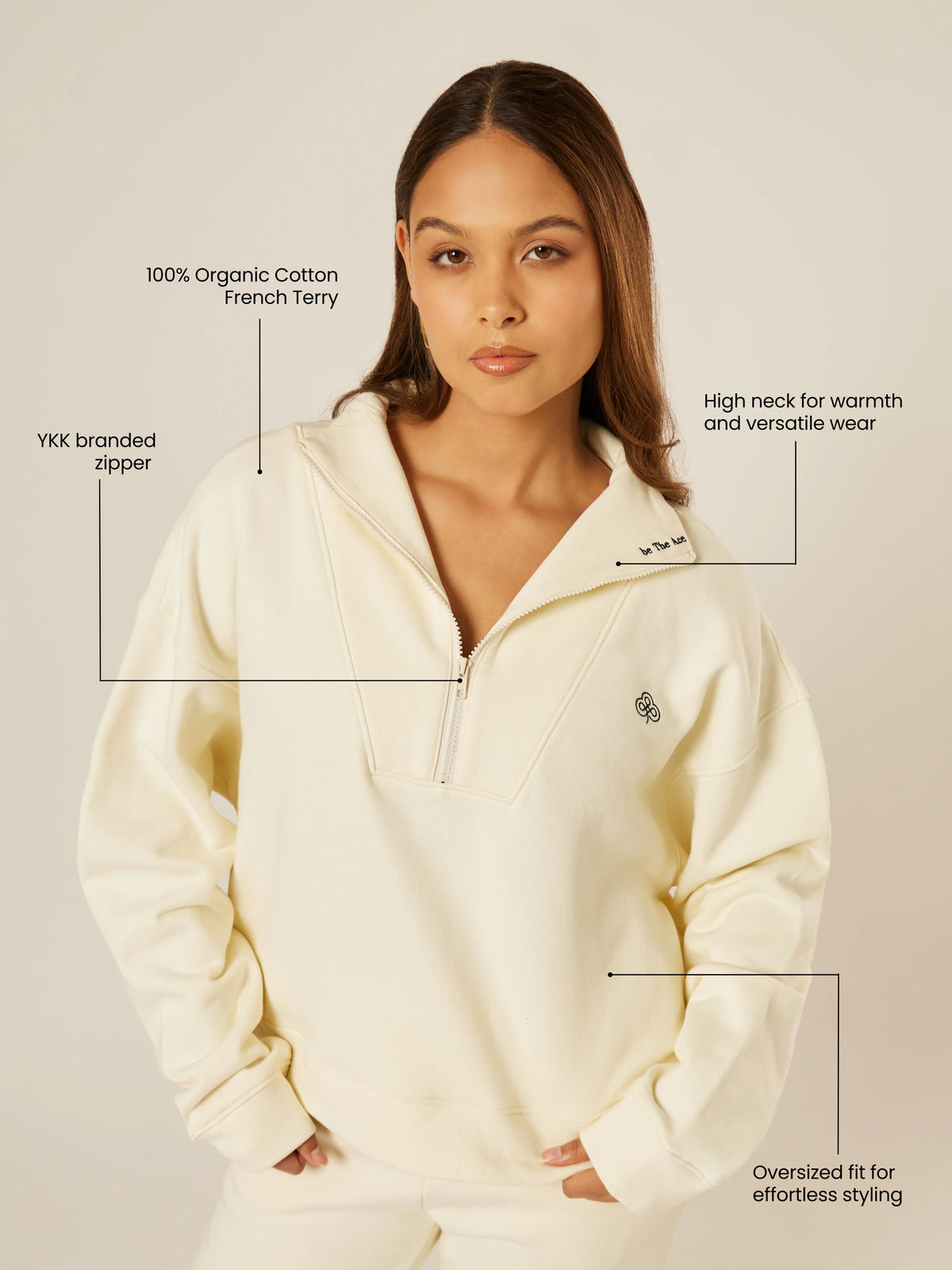 Varsity Athletica Quarter-Zip Sweatshirt - Off-White | Beathletica Activewear