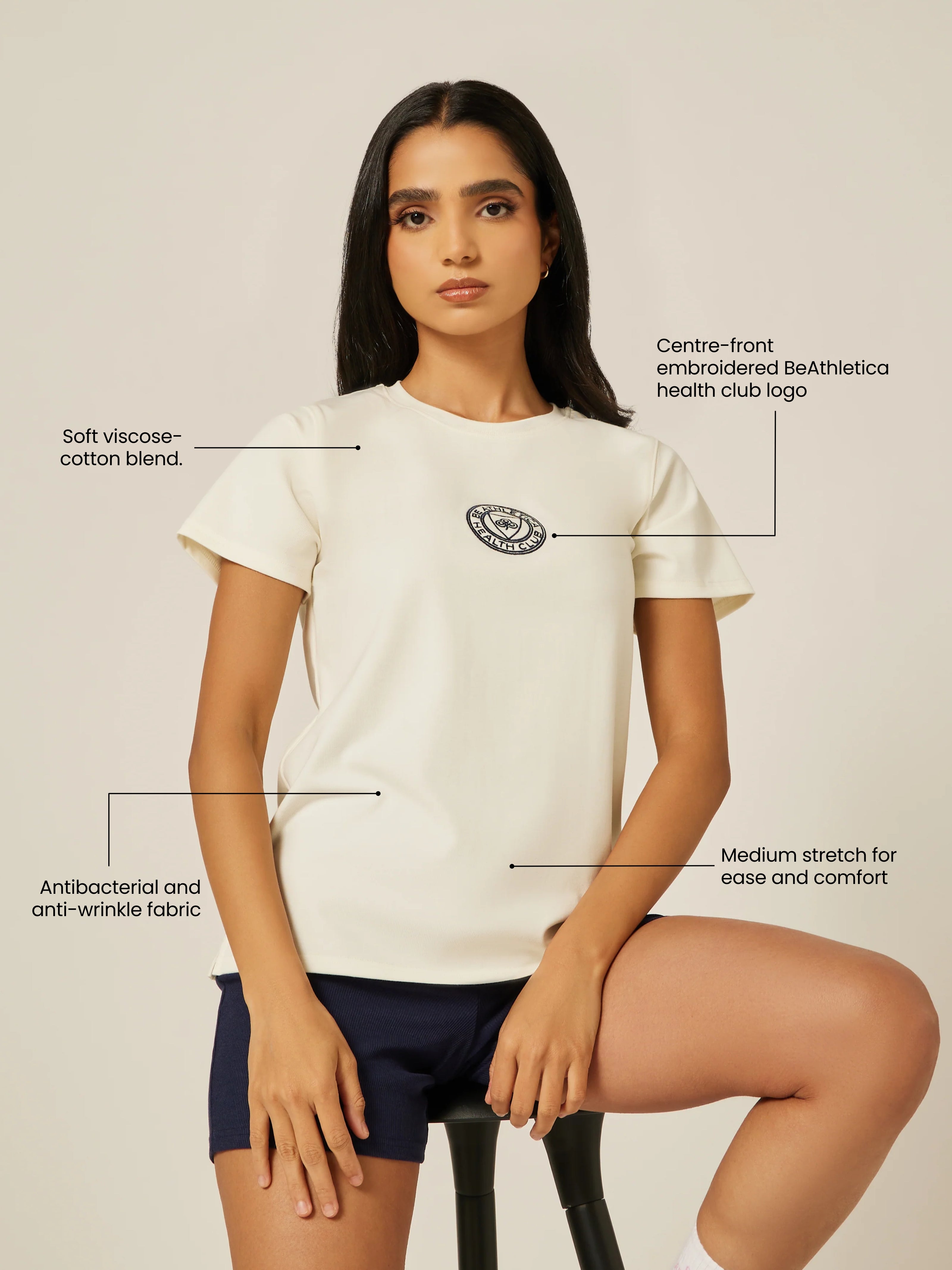 Be Athletica Health Club Tee - Off-White