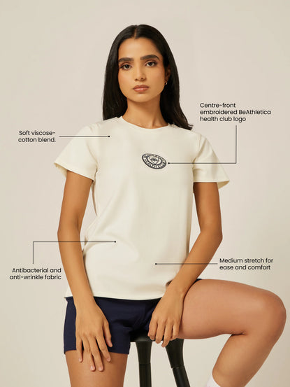 Be Athletica Health Club Tee - Off-White | Beathletica Activewear