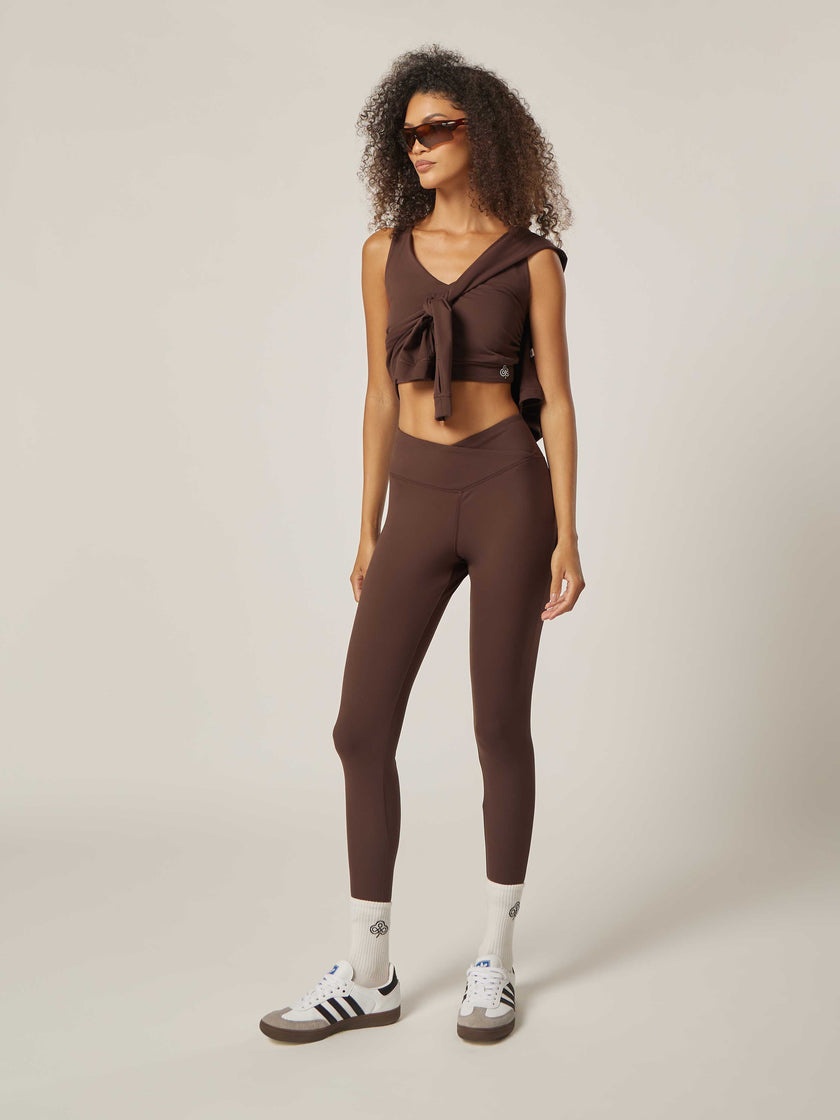 Stretch Wrap-Waist Legging - Coffee Bean