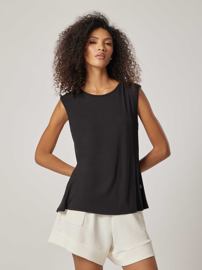 Stretch Tie-Back Top - Black