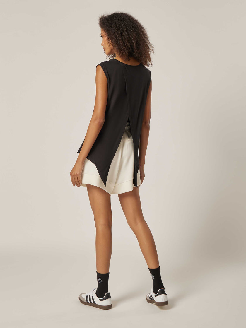 Stretch Tie-Back Top - Black