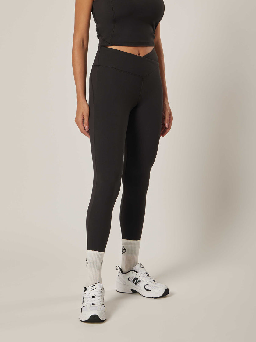 Stretch Wrap-Waist Legging - Black