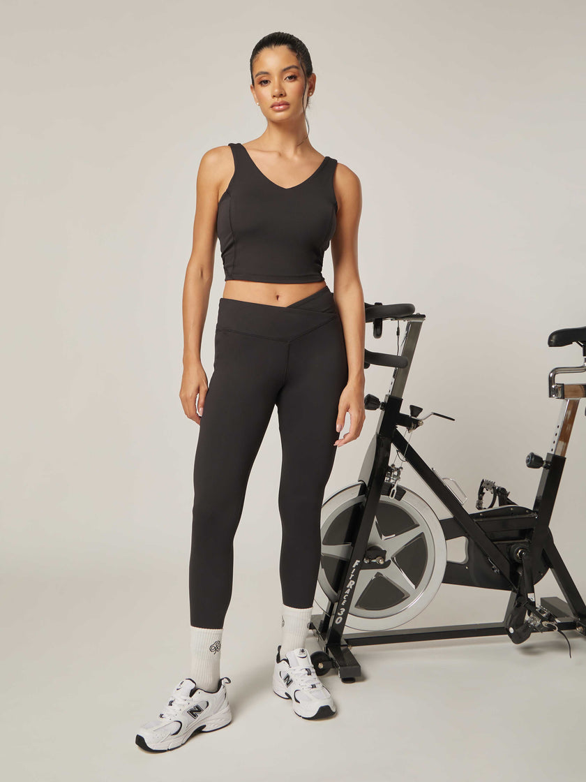 Stretch Wrap-Waist Legging - Black