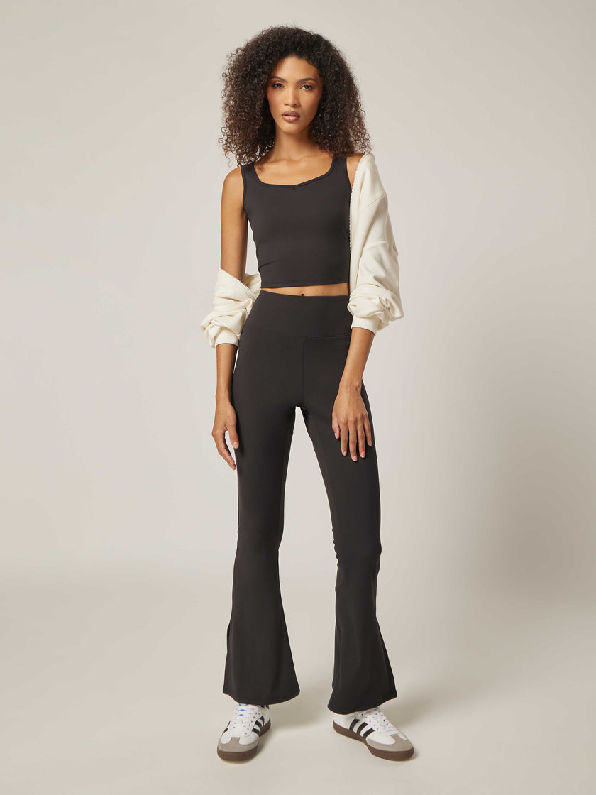 Stretch Flared Leggings - Black