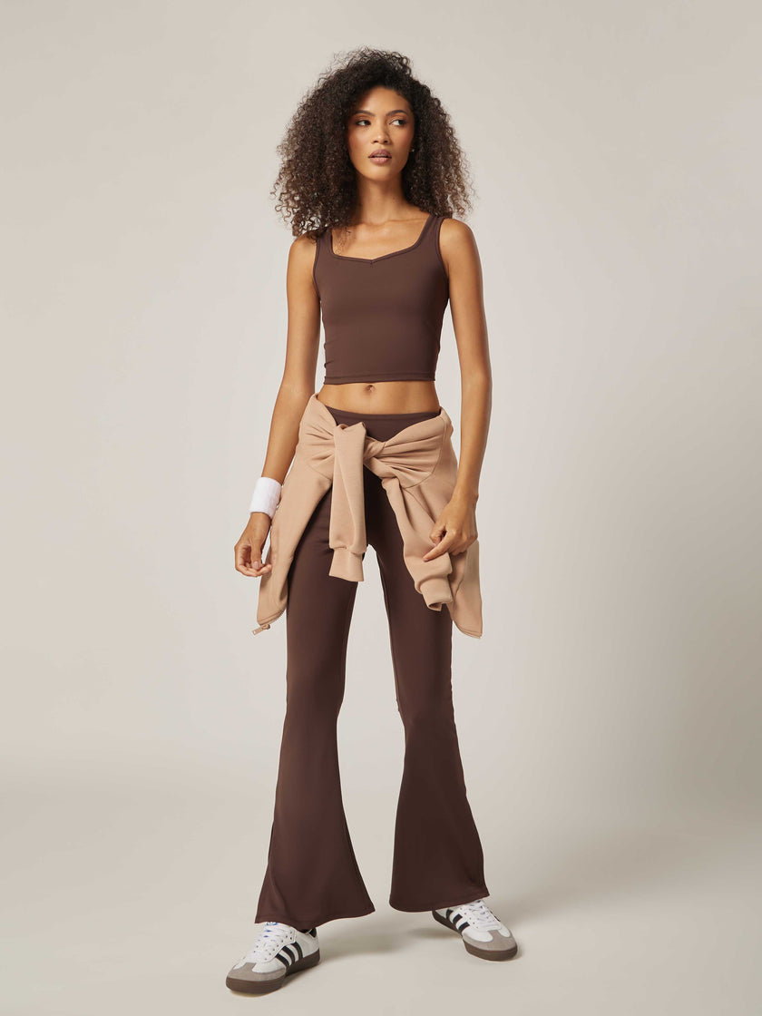 Stretch Flared Leggings - Coffee Bean